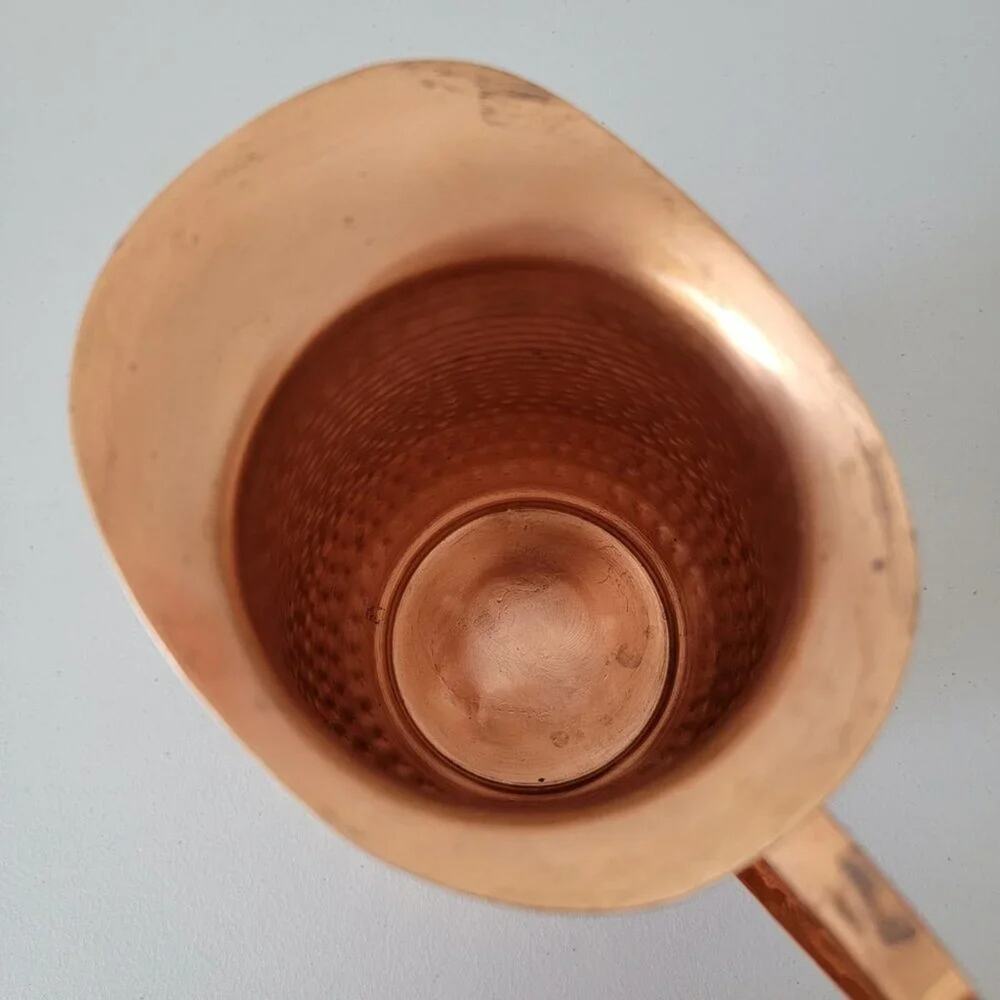 Traditional Indian Copper Pitcher Hammered Jug Handcrafted Pure Metal - Picture 5 of 10